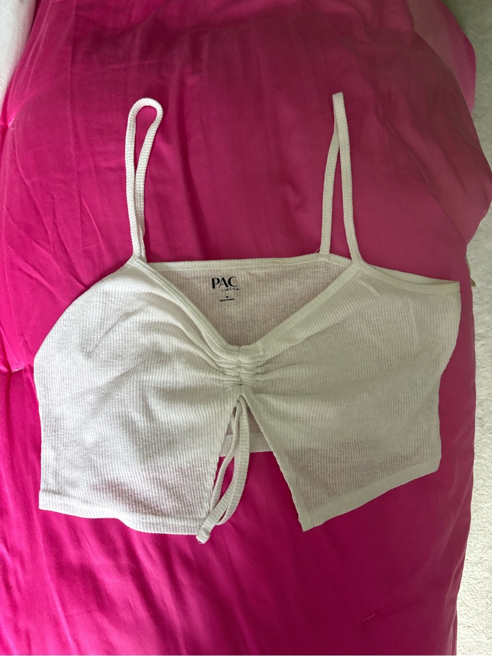 PacSun White Ribbed Drawstring Cami